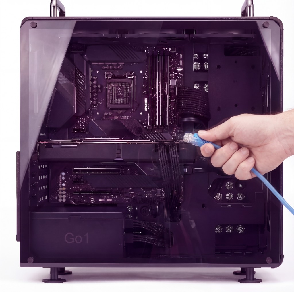 Go1 AI appliance setup — plug in ethernet and power